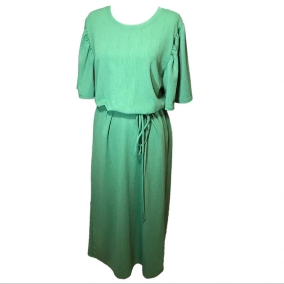 ZARA Short Sleeve Midi Dress in Green size M - Picture 10 of 10